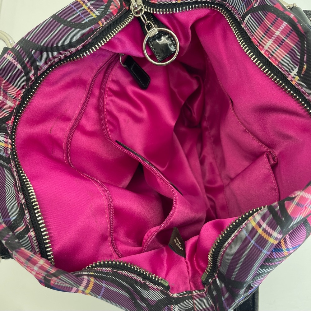 Coach Pink Plaid Signature Tote with Navy Trim - Picture 8 of 14